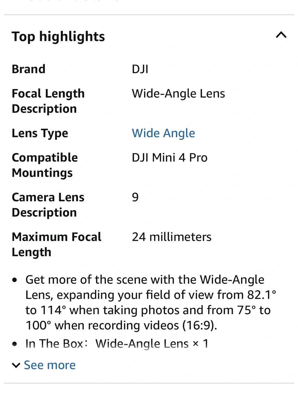 DJI Wide 4 Pro Wide-Angle Lens Attachment for drone, new